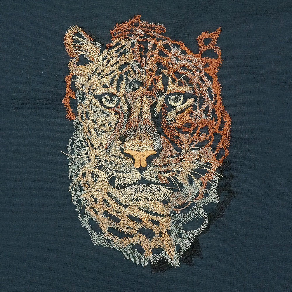 Vyšívaná nákupná taška, výšivka LEOPARD